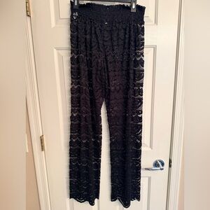 Miken Black Lace Sz Large Wide Leg Pants